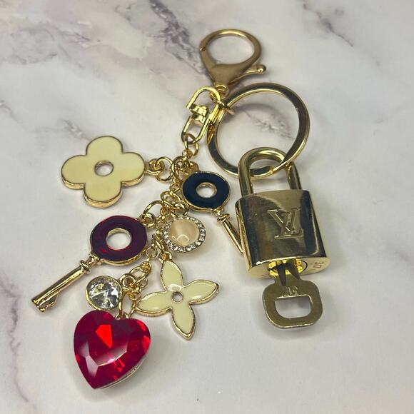 Louis Vuitton Lock & Key Set #317 on a Charm Cluster Keychain/Bag Charm - Picture 3 of 4